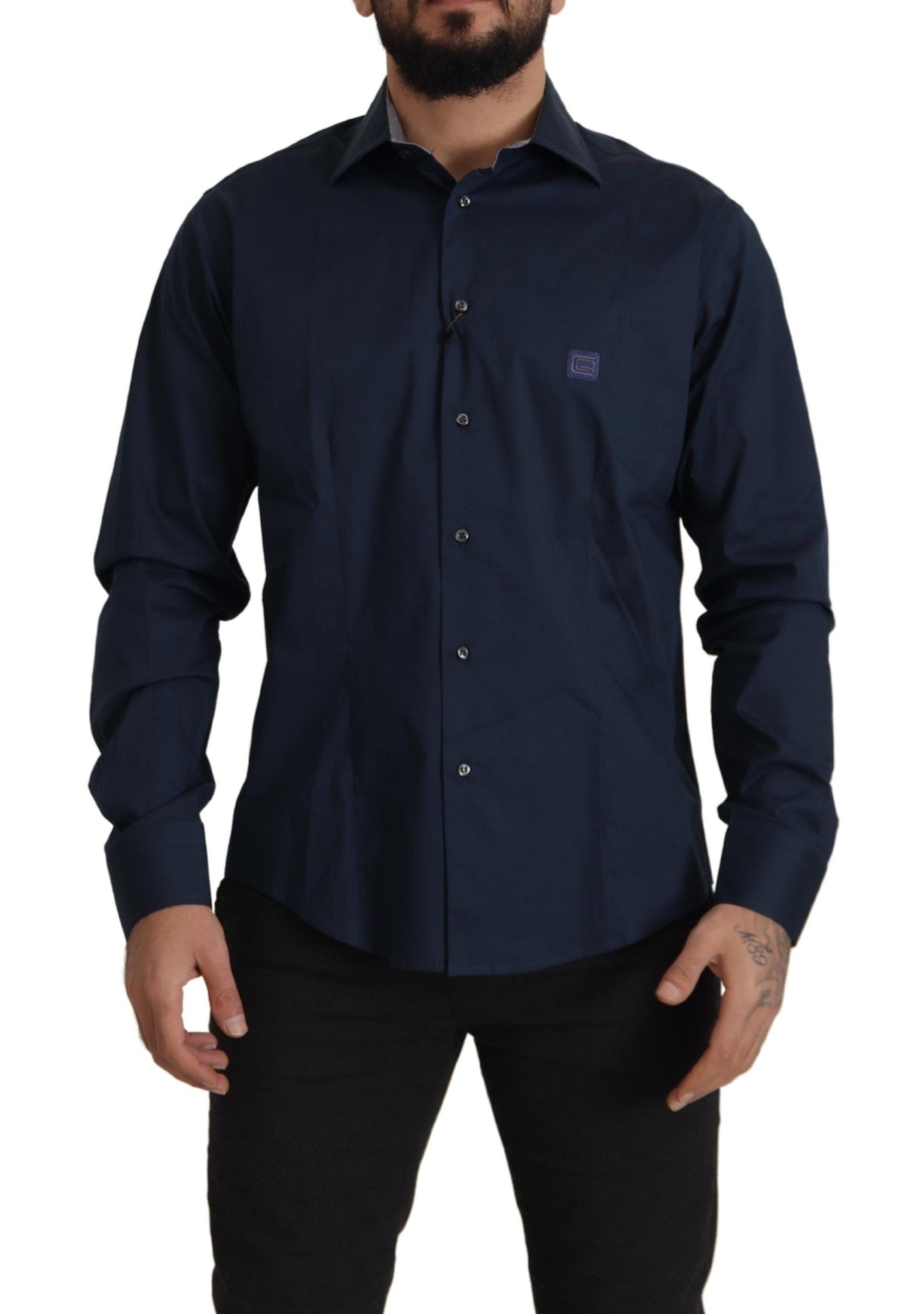  - Navy Elegance Cotton Dress Shirt