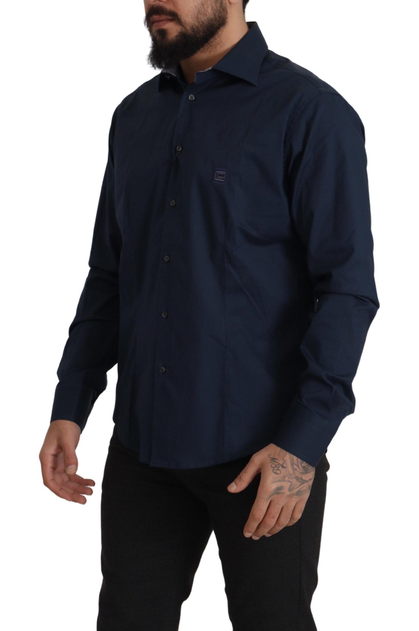  - Navy Elegance Cotton Dress Shirt