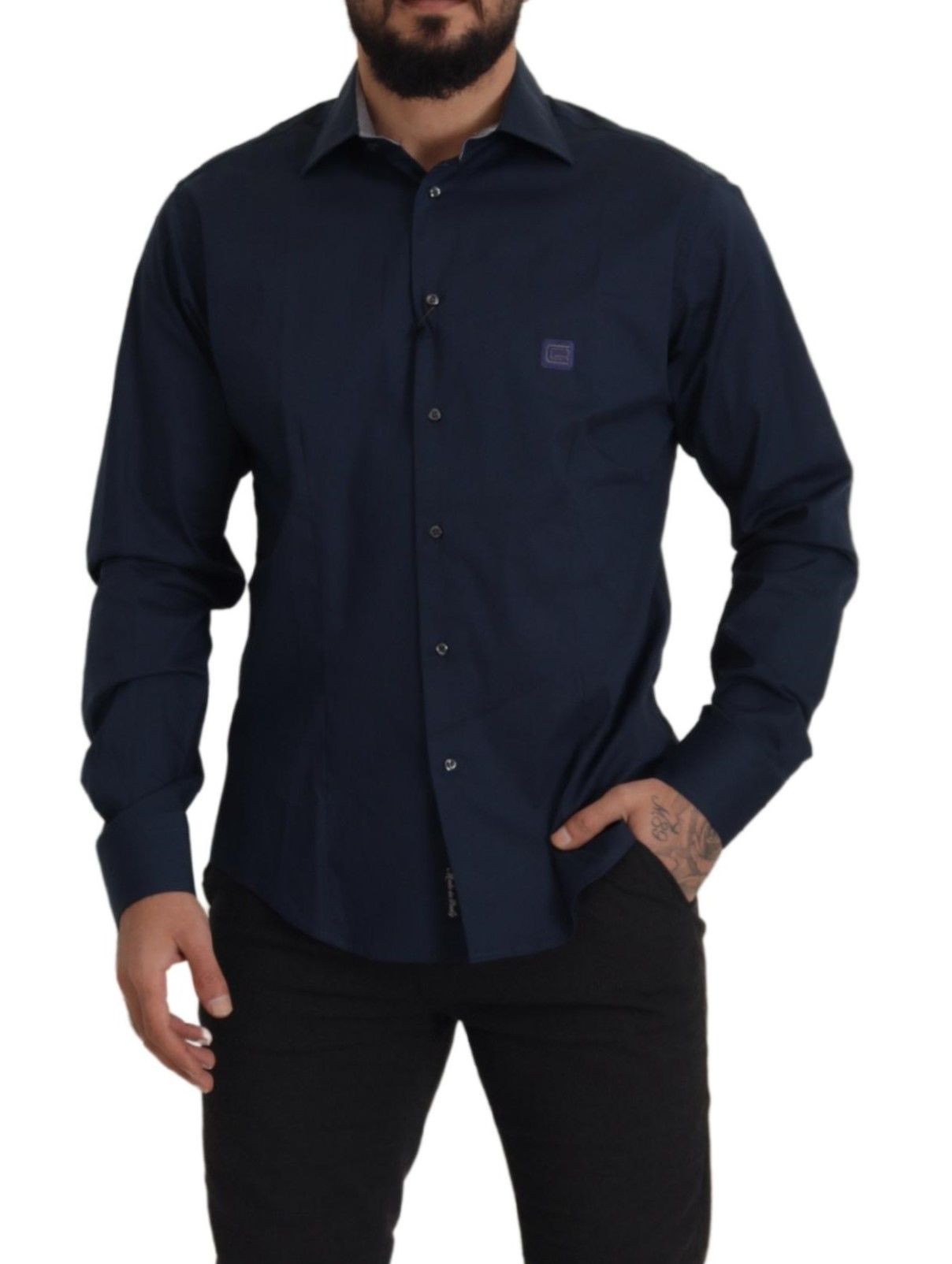  - Navy Elegance Cotton Dress Shirt