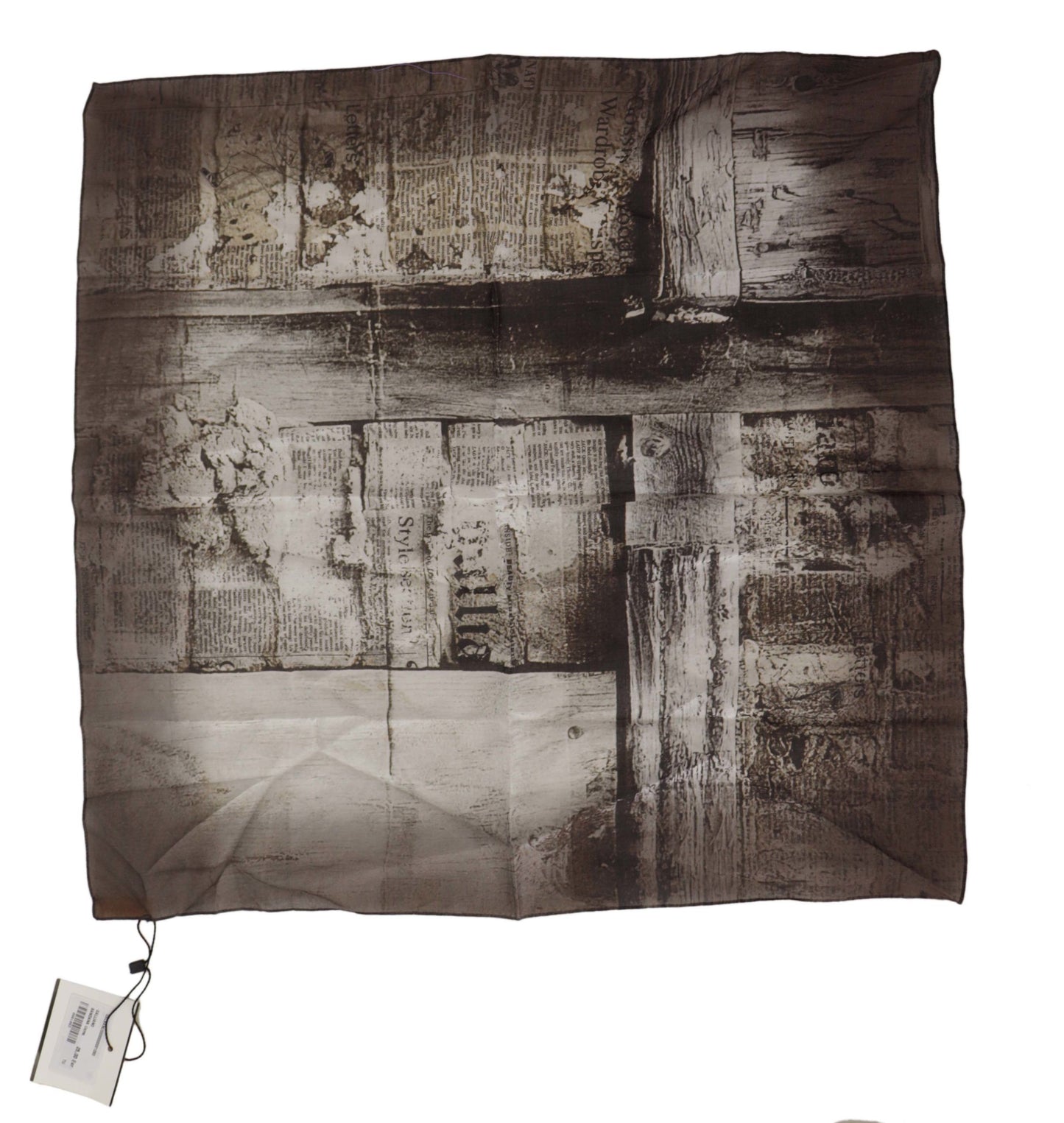  - Elegant Newspaper Print Cotton Scarf