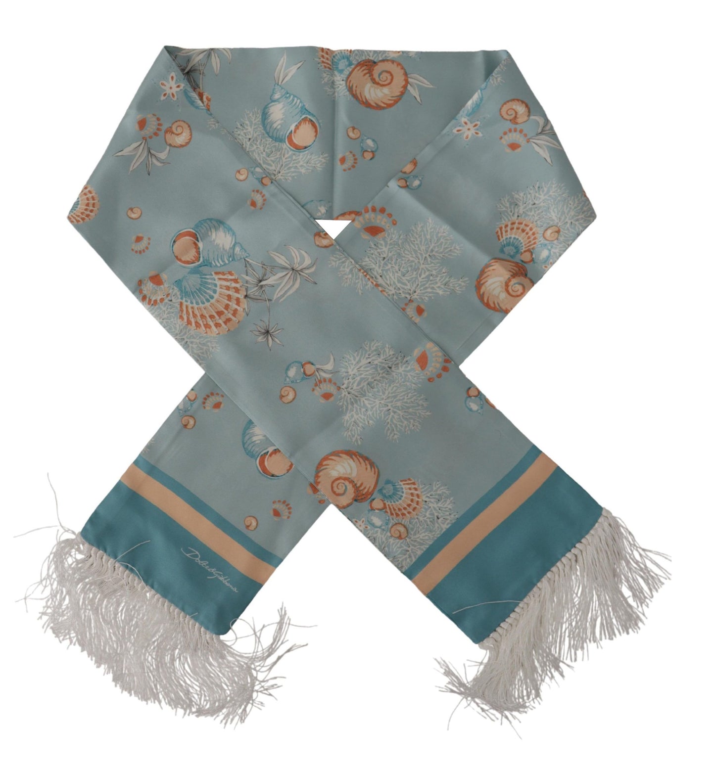  - Elegant Silk Scarf with Shell Motif