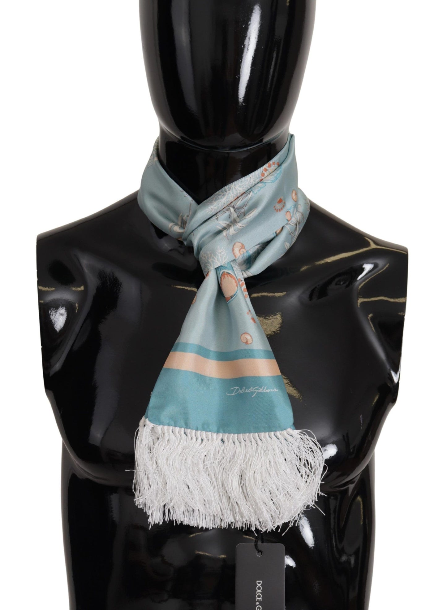  - Elegant Silk Scarf with Shell Motif