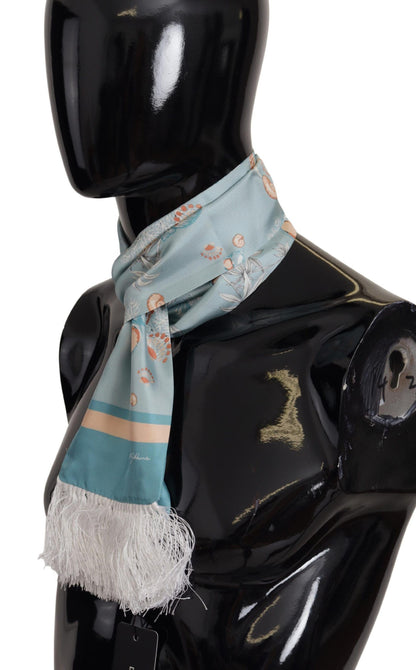  - Elegant Silk Scarf with Shell Motif