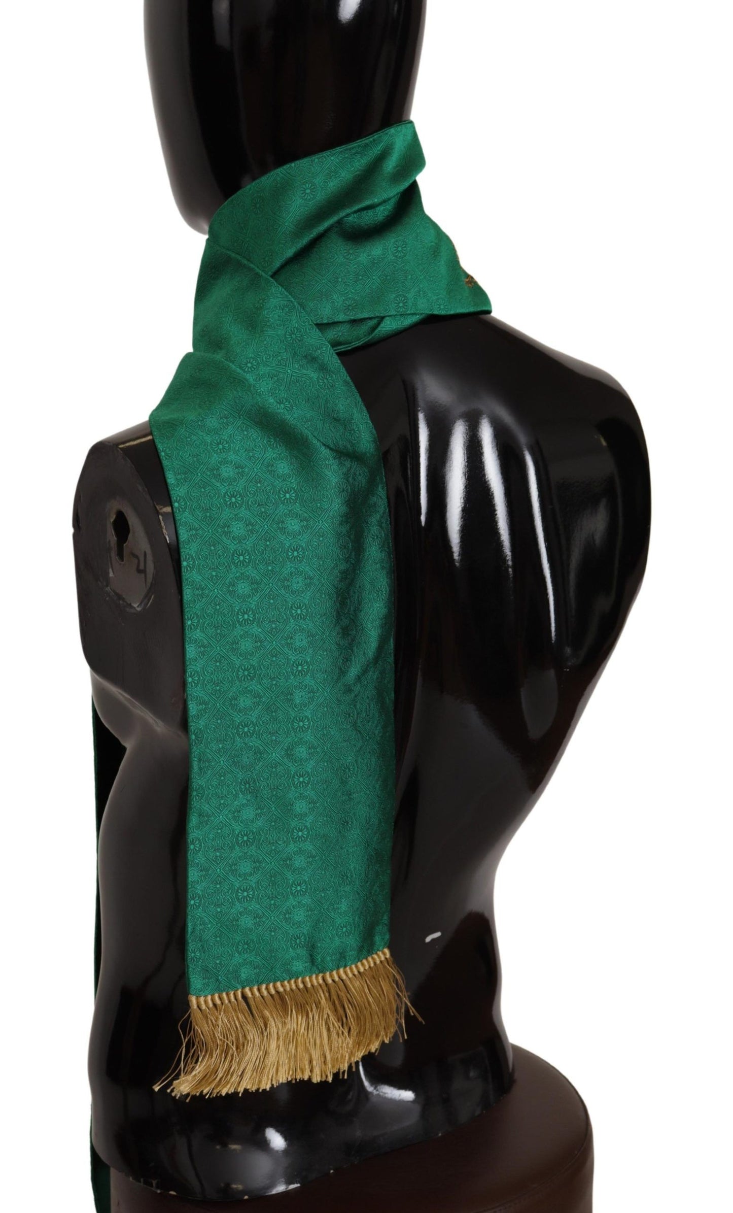  - Elegant Green Silk Blend Men's Scarf