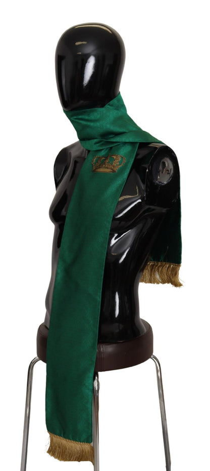  - Elegant Green Silk Blend Men's Scarf