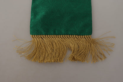  - Elegant Green Silk Blend Men's Scarf