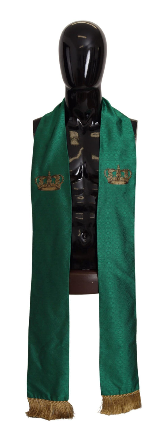  - Elegant Green Silk Blend Men's Scarf