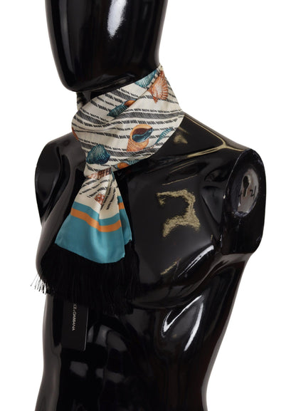  - Multicolor Silk Seashell Printed Scarf