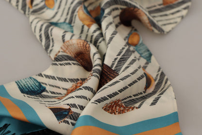  - Multicolor Silk Seashell Printed Scarf