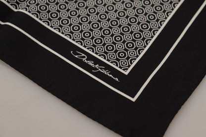  - Elegant Black Silk Geometric Scarf for Men