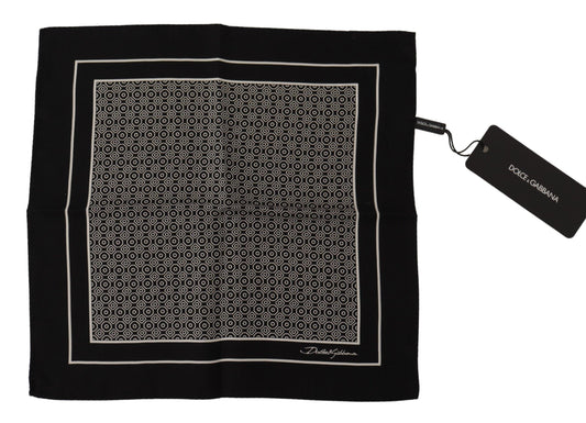  - Elegant Black Silk Geometric Scarf for Men