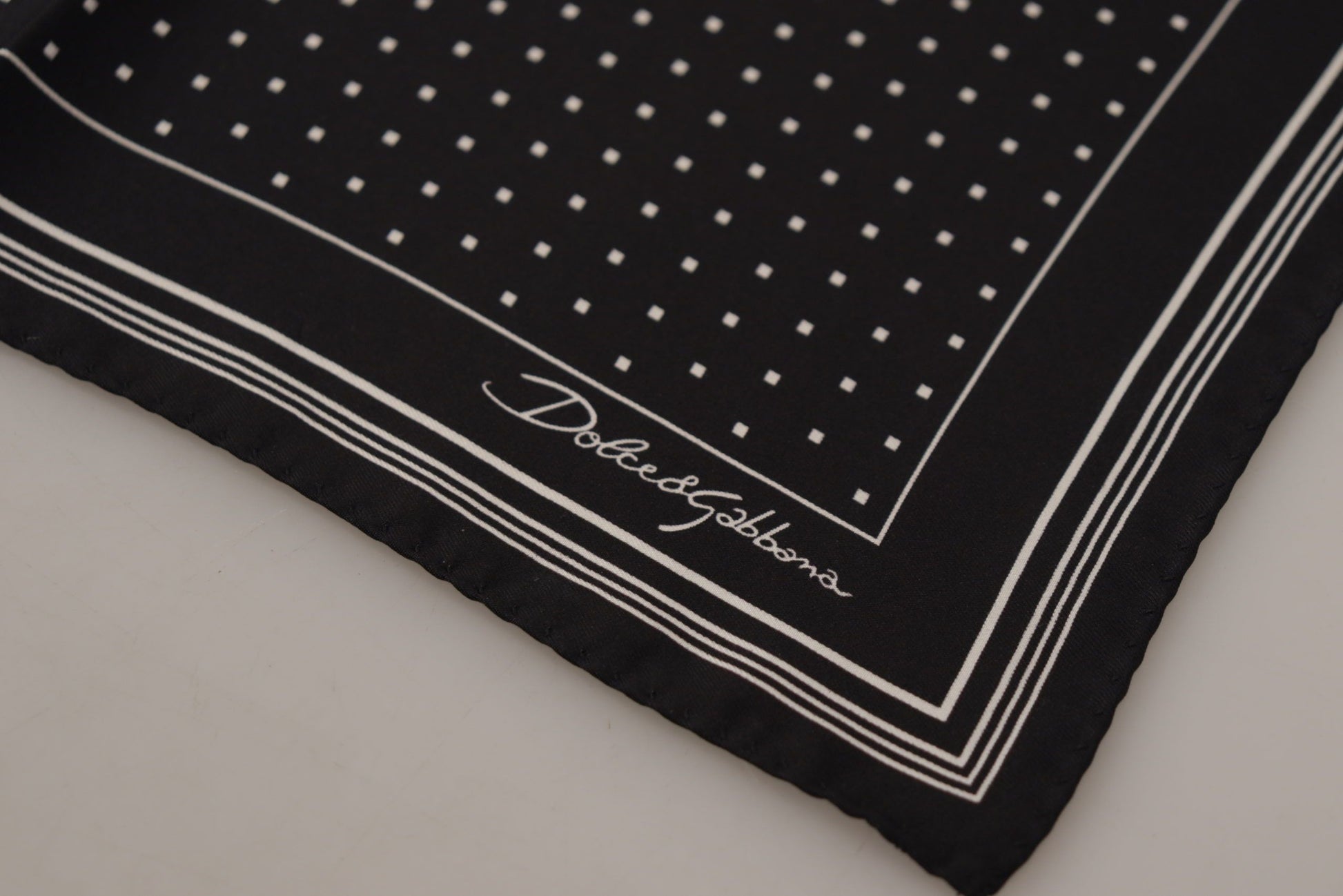 Elegant Black Silk Polka Dot Men's Scarf