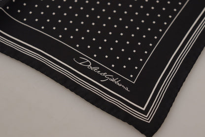  - Elegant Black Silk Polka Dot Men's Scarf