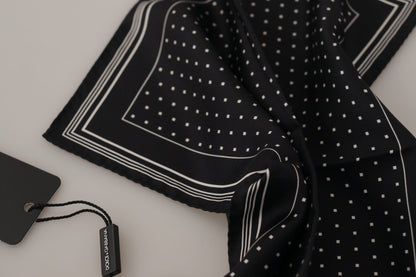  - Elegant Black Silk Polka Dot Men's Scarf