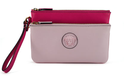  - Pretty in Pink Leather Pouch Clutch Bag