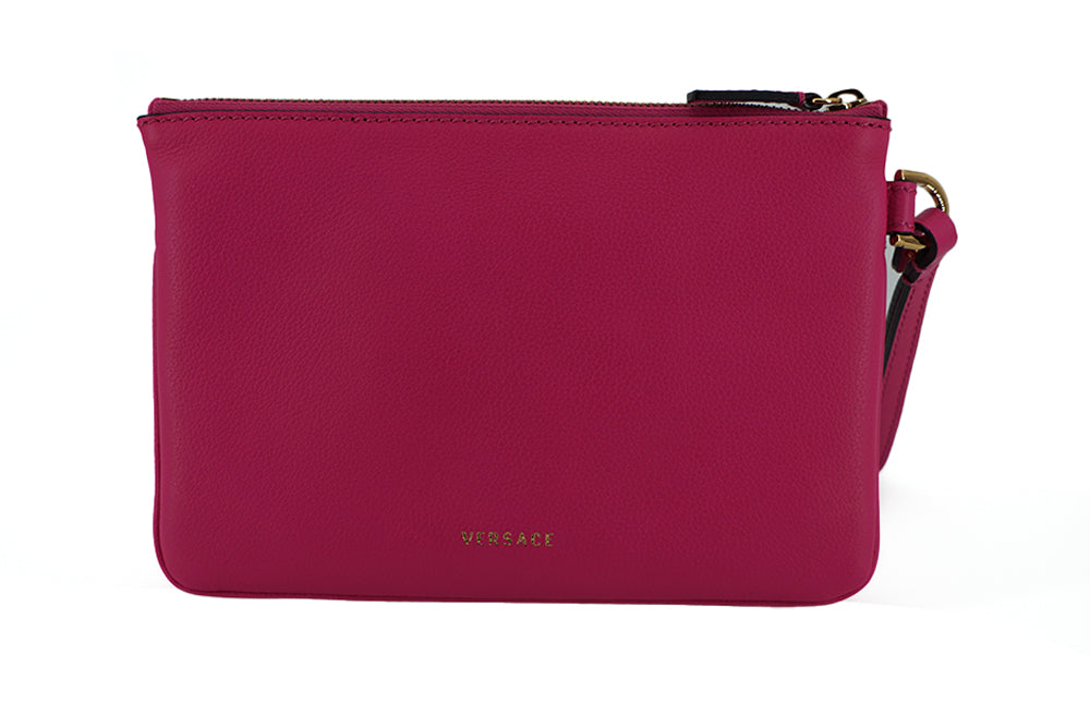 Medusa Pink Leather Wristlet Clutch