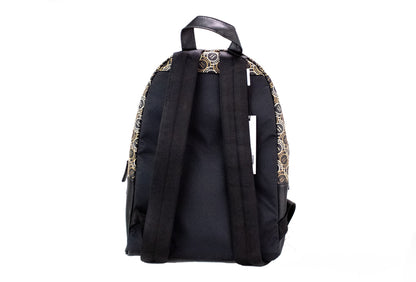  - Signet Medium Black Logo Printed Leather Shoulder Backpack Bookbag