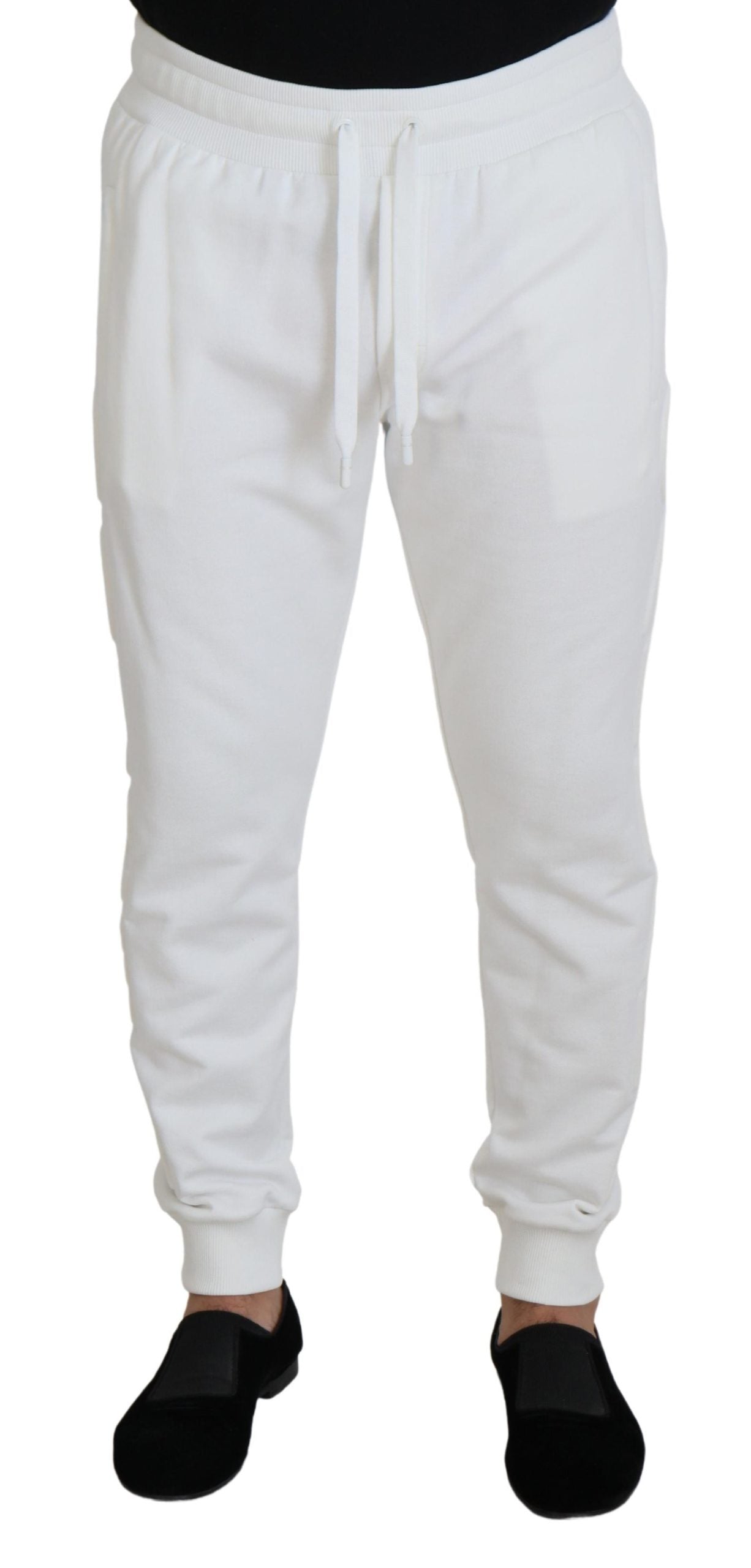  - Elegant White Cotton Sweatpants