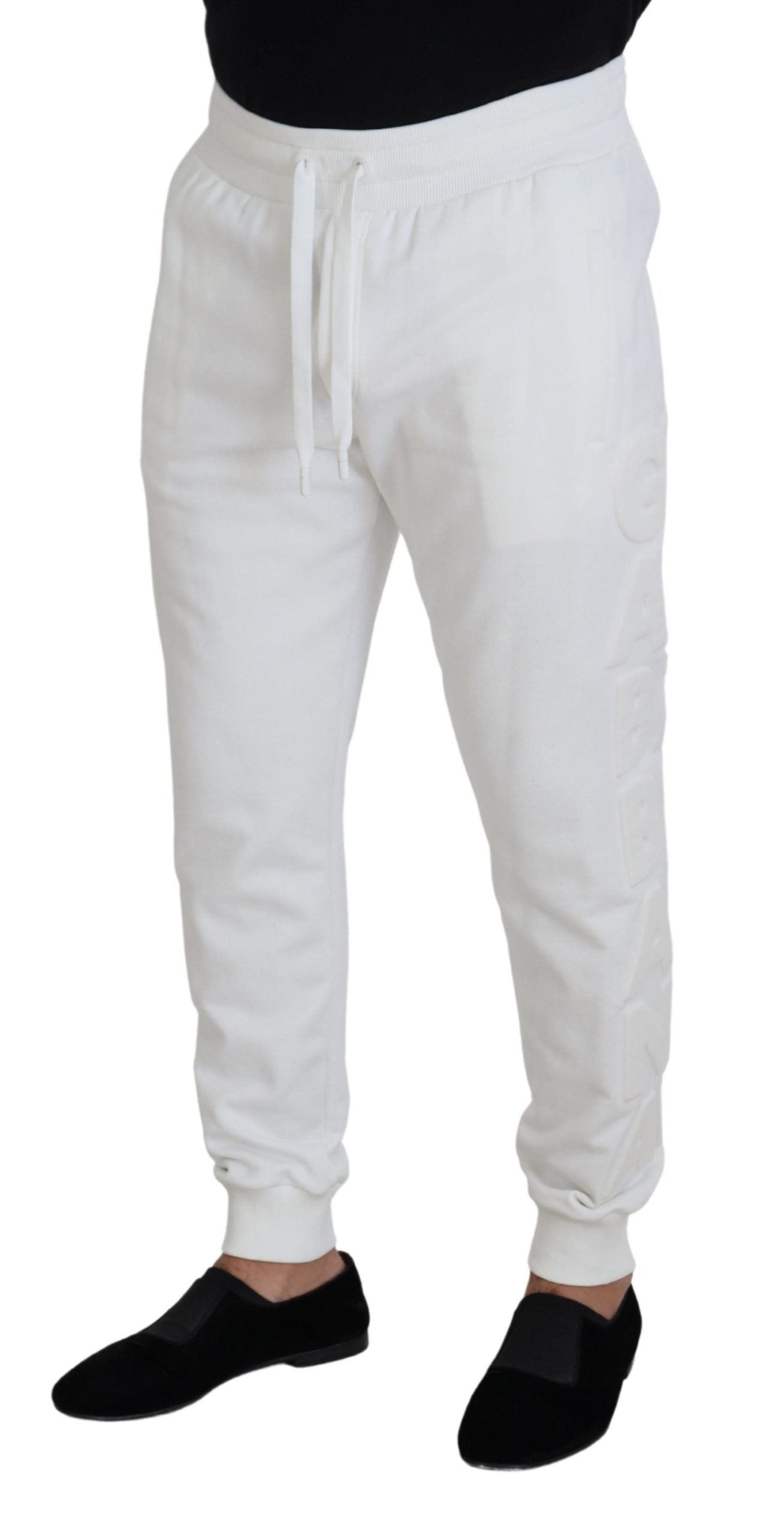  - Elegant White Cotton Sweatpants