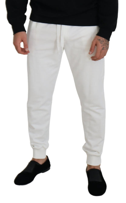  - Elegant White Cotton Sweatpants