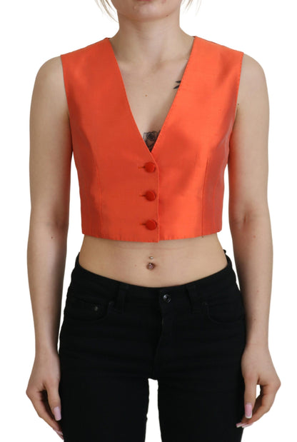  - Elegant Orange Silk Waistcoat