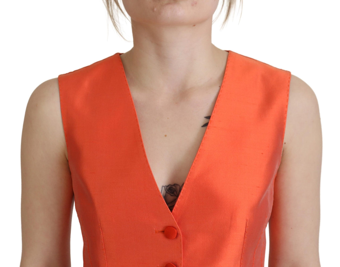  - Elegant Orange Silk Waistcoat