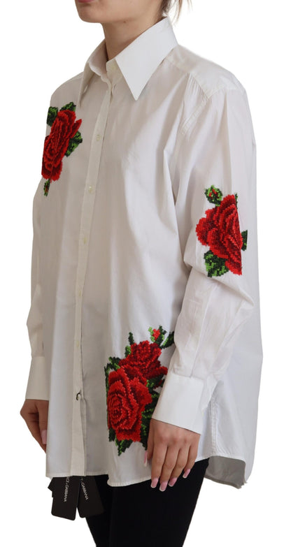  - Elegant Floral Embroidered Silk Blend Shirt