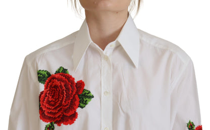  - Elegant Floral Embroidered Silk Blend Shirt