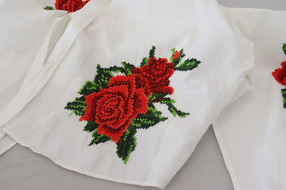  - Elegant Floral Embroidered Silk Blend Shirt