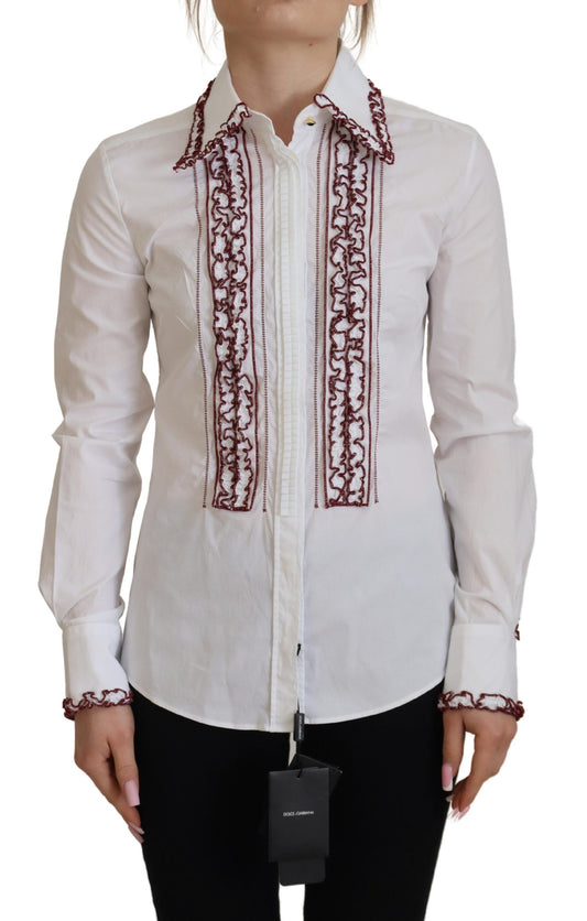  - Elegant White Cotton Polo Top