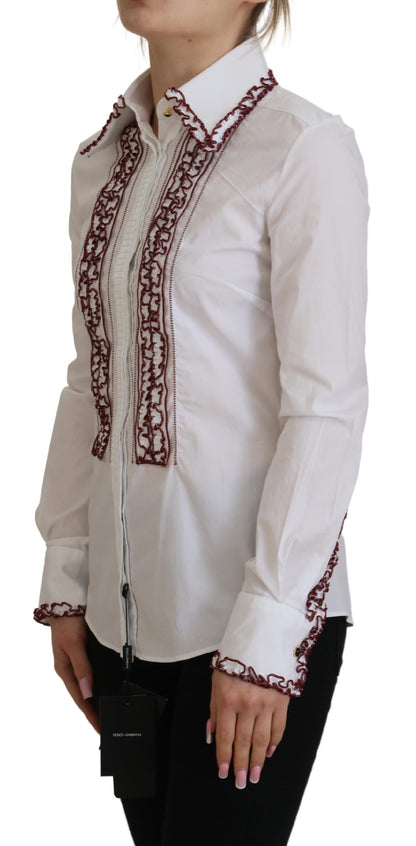  - Elegant White Cotton Polo Top