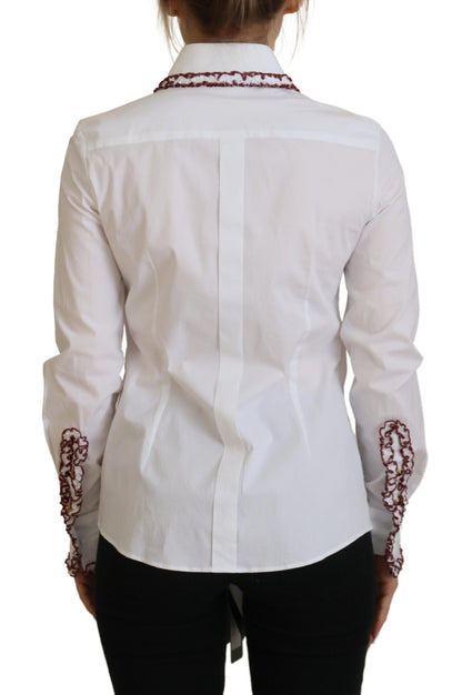  - Elegant White Cotton Polo Top