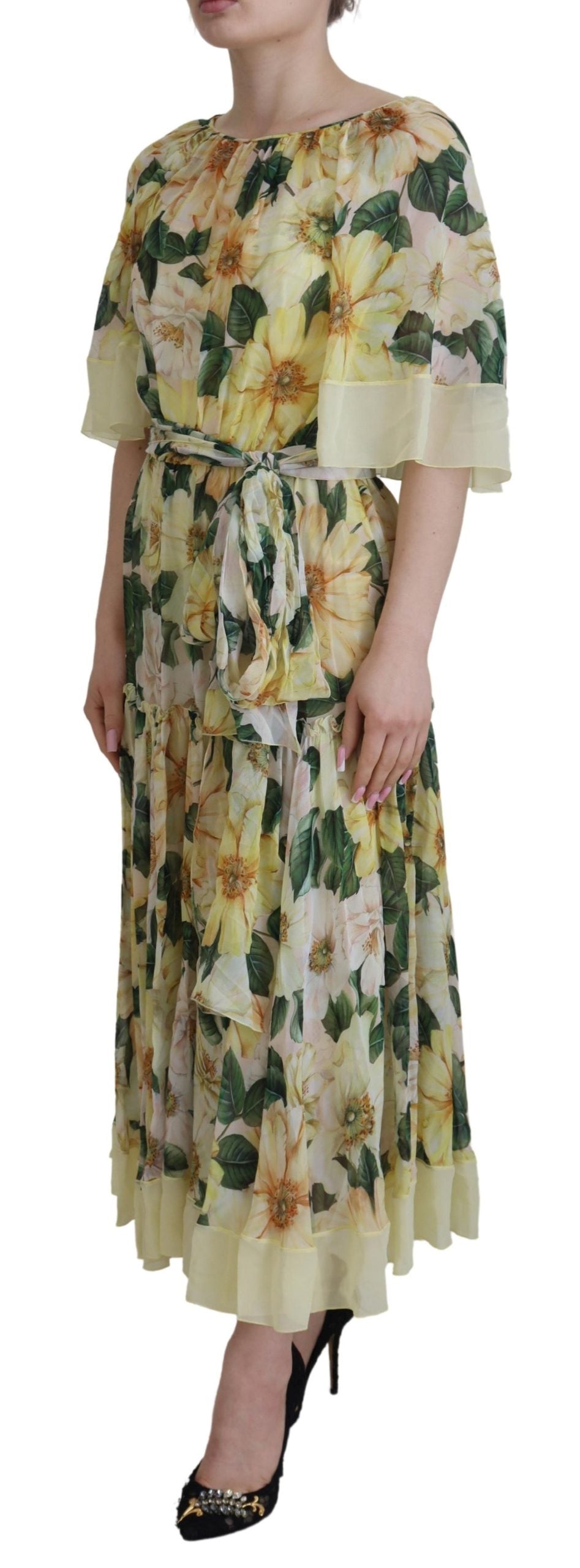  - Floral Silk Pleated Maxi Dress