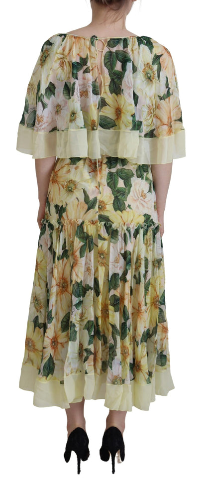  - Floral Silk Pleated Maxi Dress