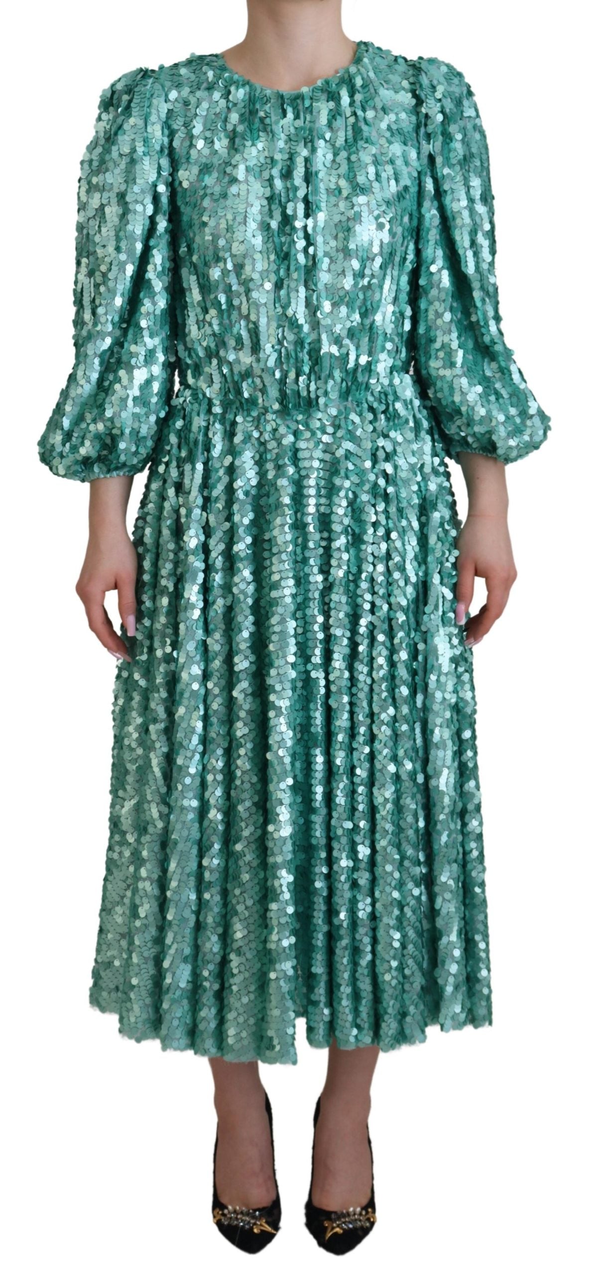 Dolce & Gabbana - Elegant Sequined A-Line Midi Dress – Luxury Evening Wear