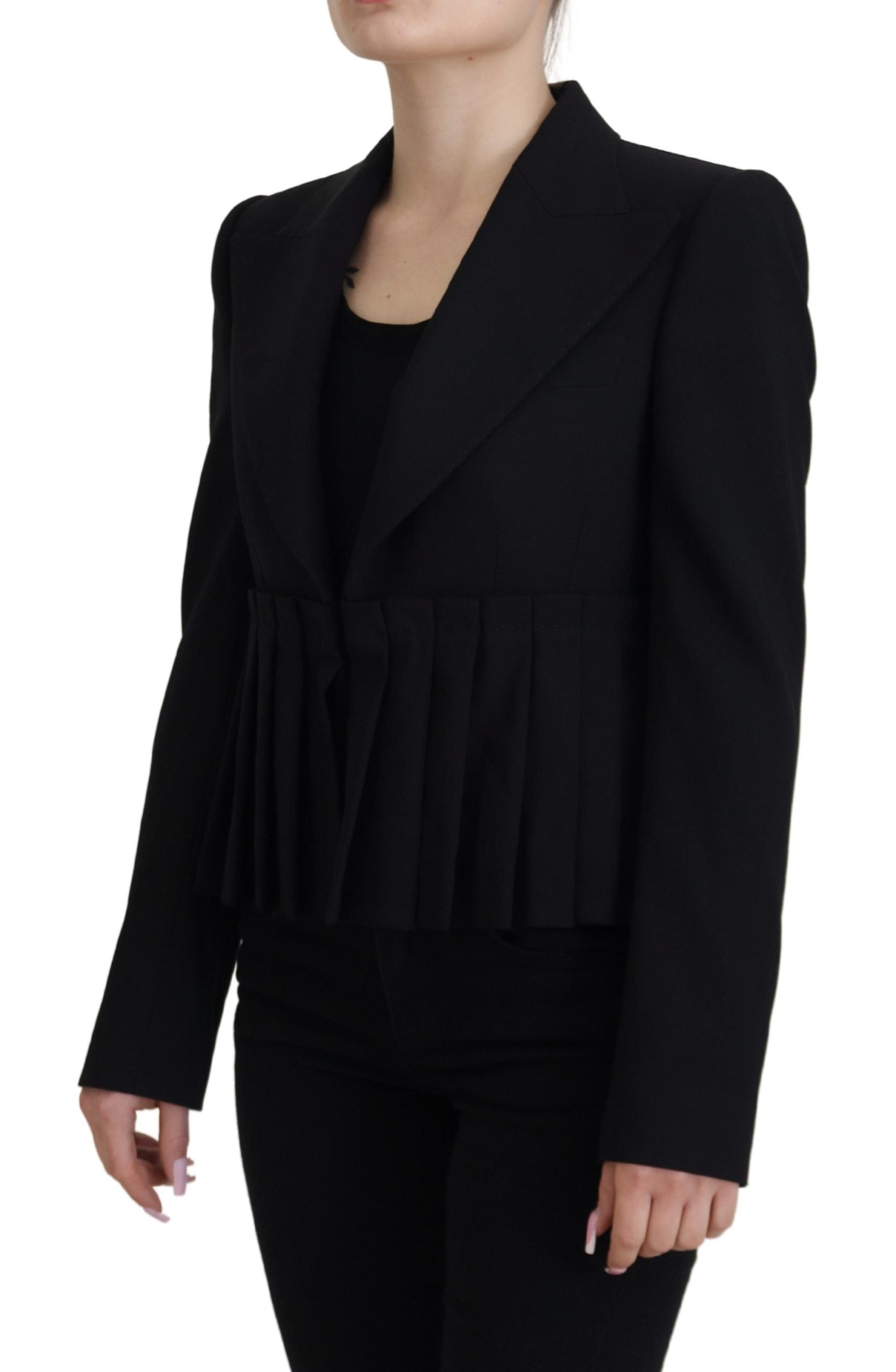 Elegant Black Stretch Wool Blazer by Dolce & Gabbana
