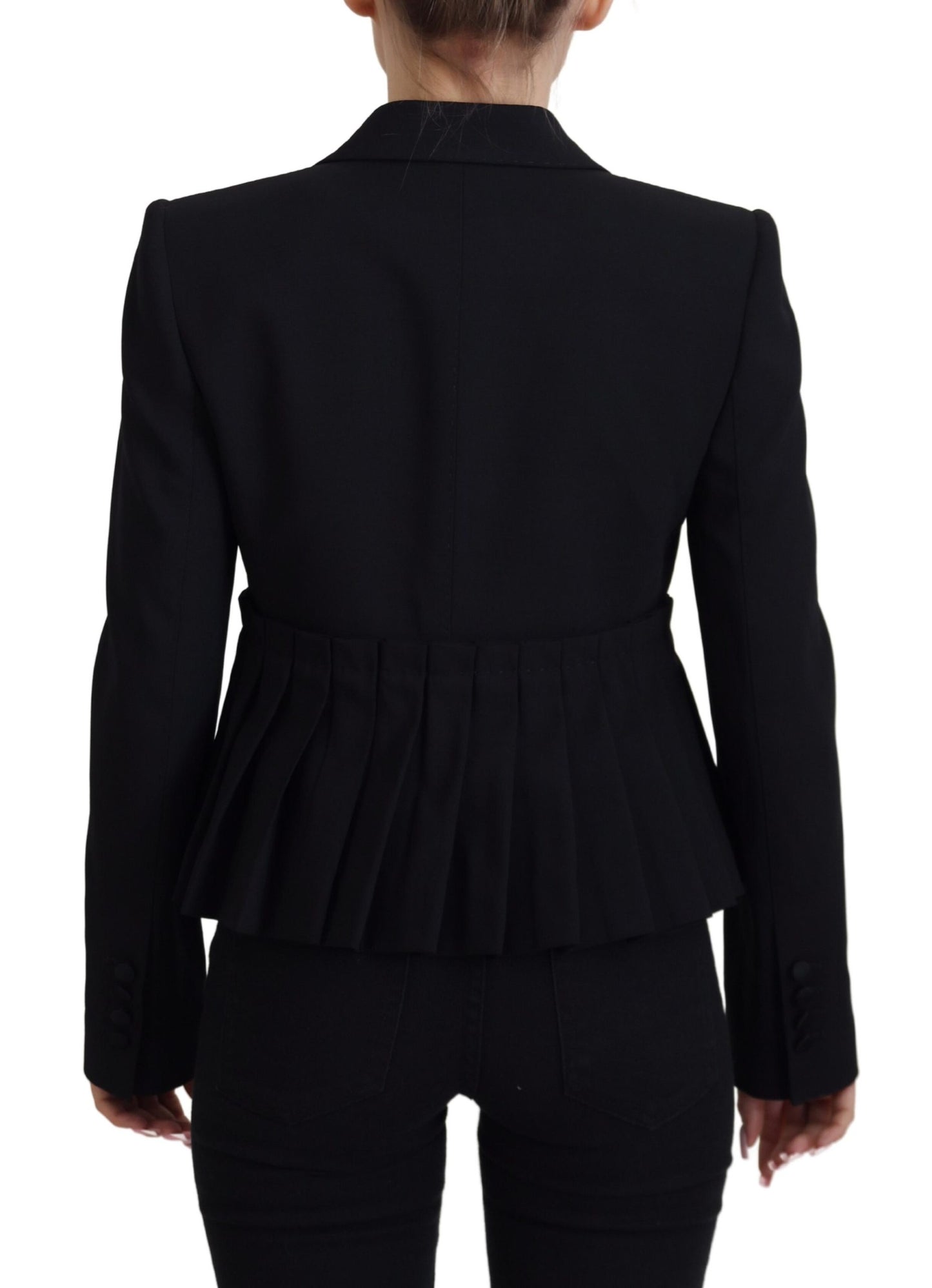  - Elegant Black Stretch Wool Blazer