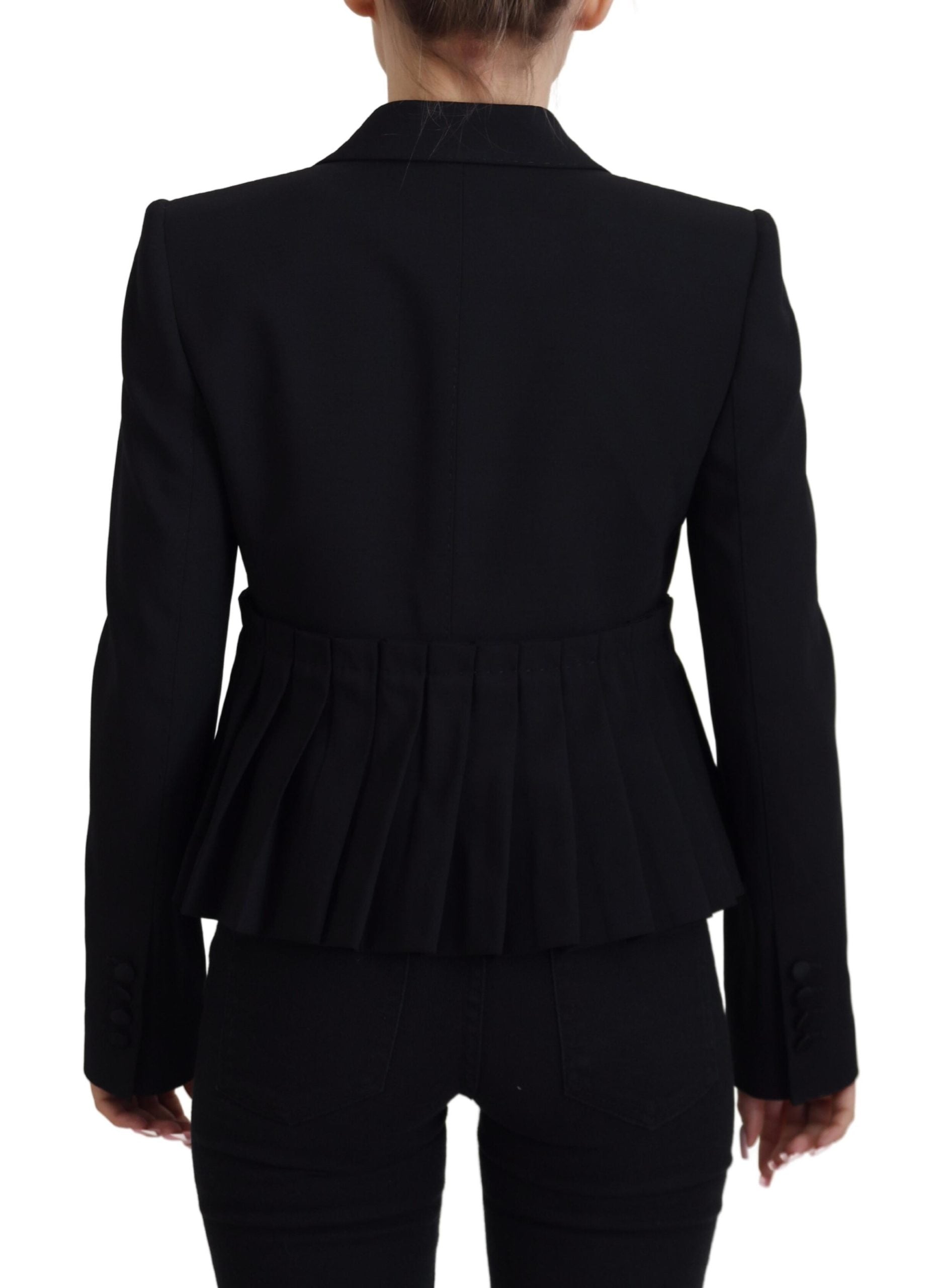Elegant Black Stretch Wool Blazer by Dolce & Gabbana