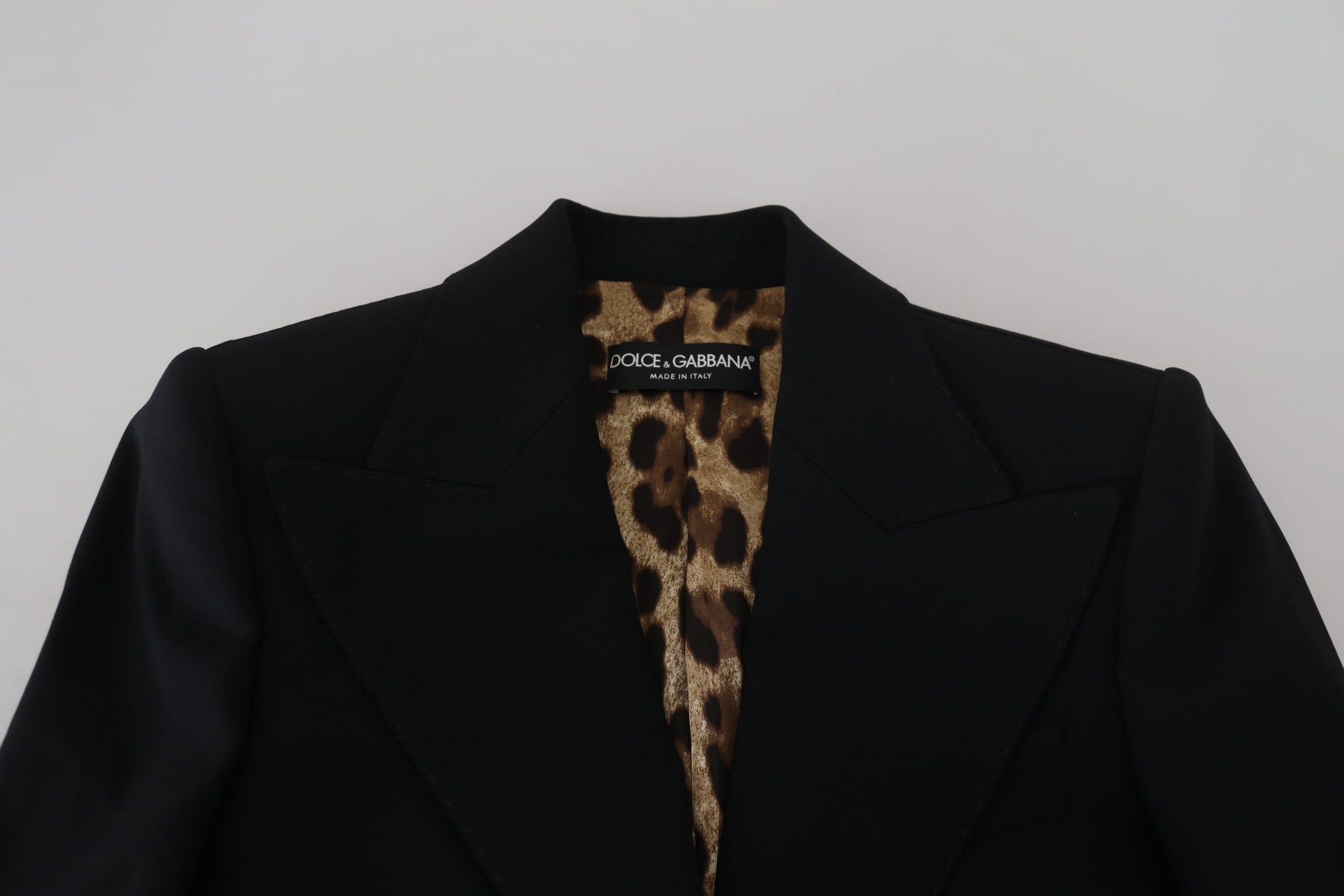 Elegant Black Stretch Wool Blazer by Dolce & Gabbana