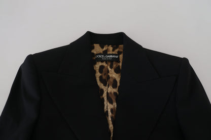  - Elegant Black Stretch Wool Blazer