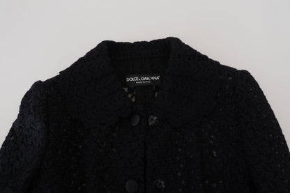  - Elegant Black Wool Blend Button Down Jacket