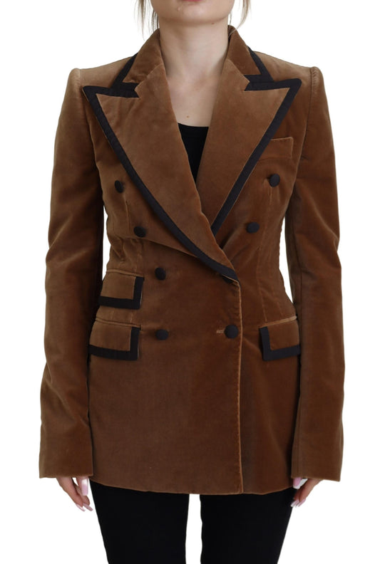  - Elegant Double Breasted Brown Blazer Jacket