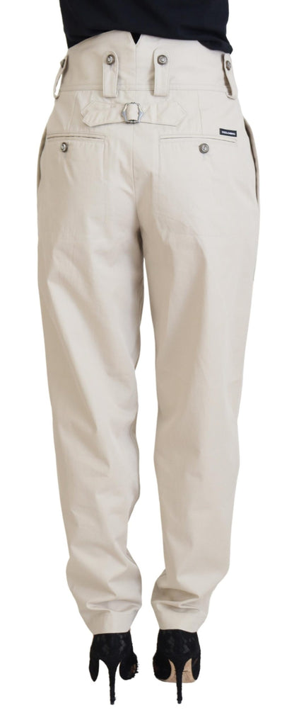  - Chic Beige Cotton Trousers for Elegant Comfort