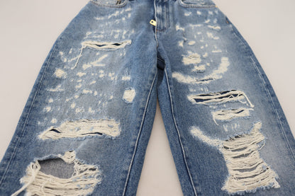  - Chic Tattered Denim Pants - Indigo Essence