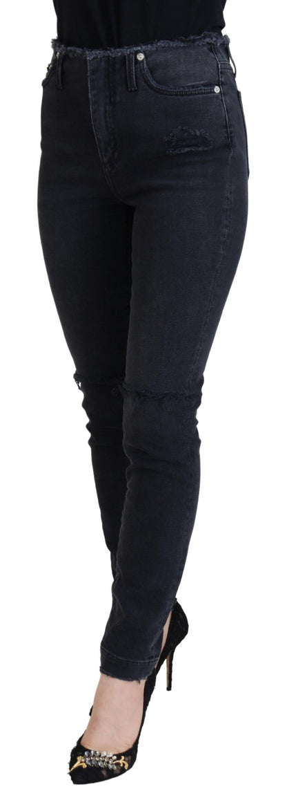  - Sleek Black Denim Pants - Italian Couture