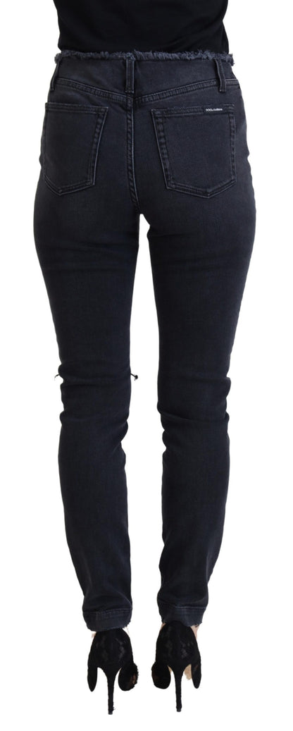  - Sleek Black Denim Pants - Italian Couture