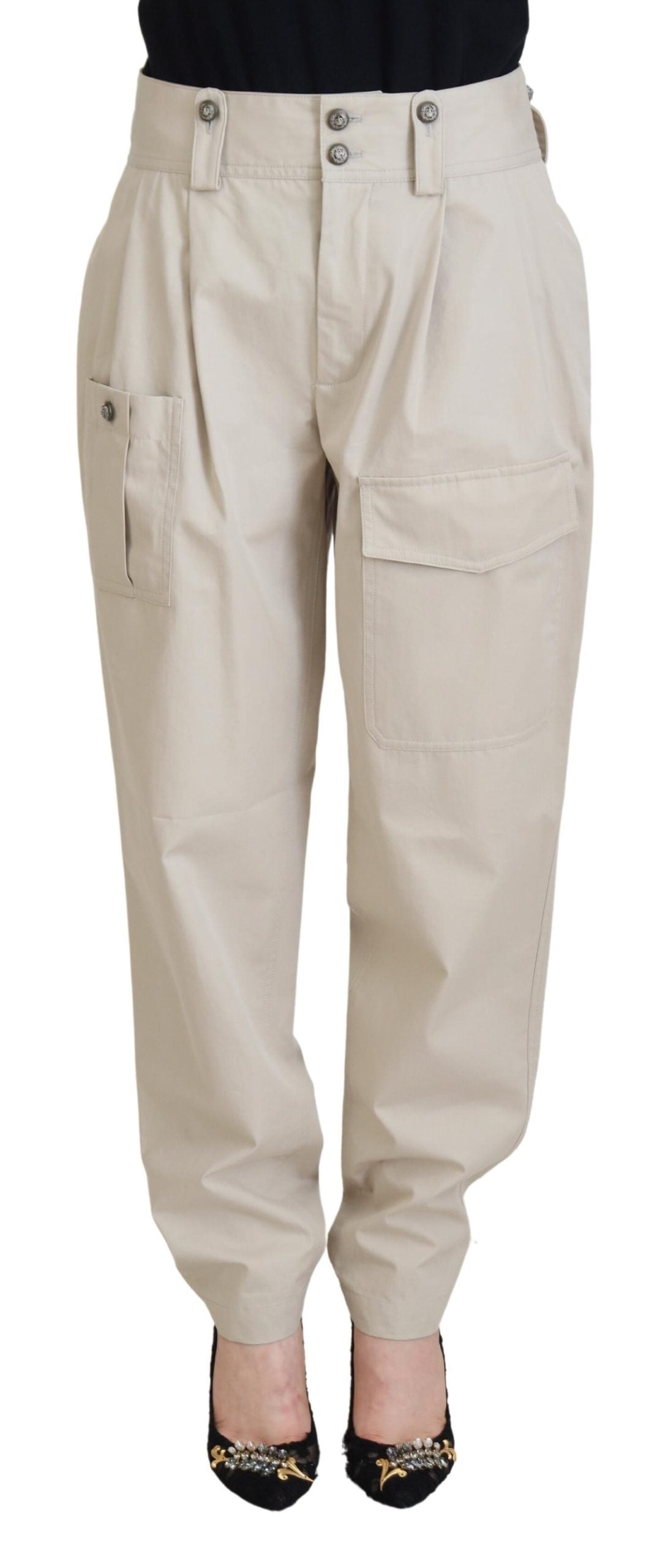  - Elegant Beige Cotton Trousers