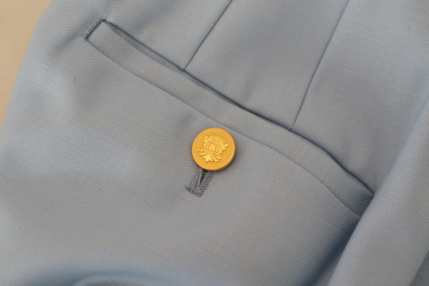  - Elegant Light Blue Wool-Silk Blend Pants