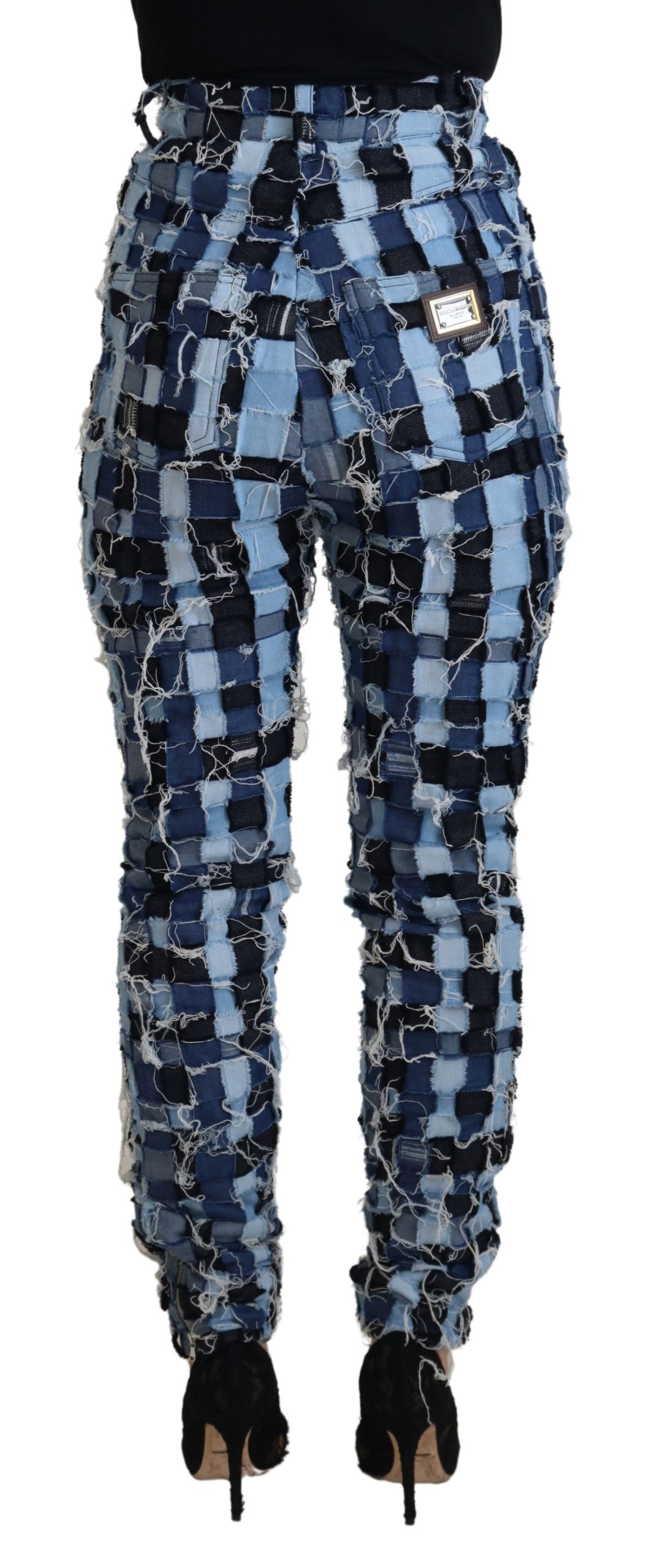 Dolce & Gabbana - High-Waist Skinny Patchwork Jeans in Blue - Cotton Stretch Denim