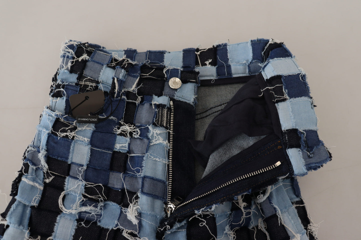 Dolce & Gabbana - High-Waist Skinny Patchwork Jeans in Blue - Cotton Stretch Denim